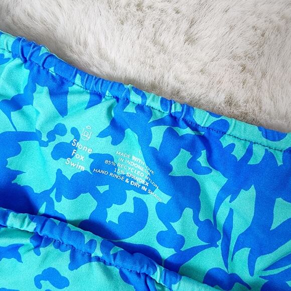 NEW Stone Fox Swim River String Bikini Swim Bottom in Ocean Bloom - Picture 4 of 12
